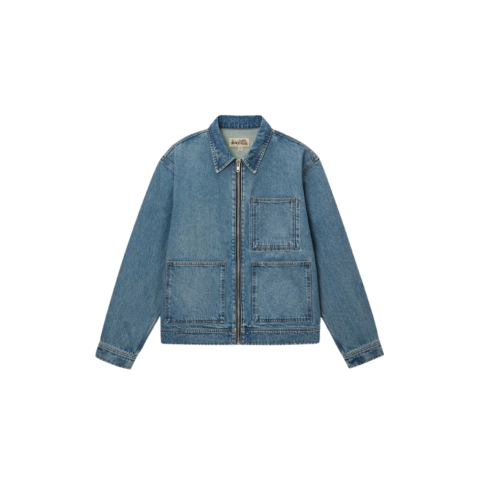 Stussy Unisex Zip Work Denim Jacket, Blue