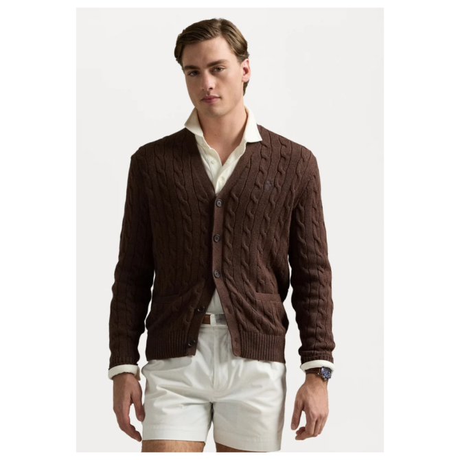 Polo Ralph Lauren V-Neck Cardigan, Dark Roast - Görsel 2